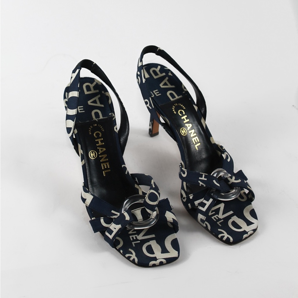 Chanel Printed Slingback Heels